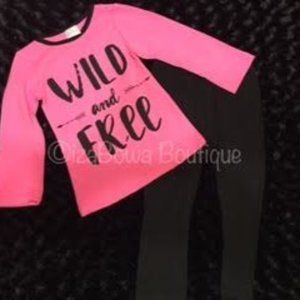 Pink & Black Wild Free 2 pc Outfit  12342T  NWT Boutique